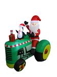 BZB Goods 5.3 Foot Tall Christmas Inflatable Santa Claus Drive Tractor with Penguin LED Lights Outdoor Indoor Holiday Decorations Blow up Lawn Inflatables Home Family Decor Yard Decoration