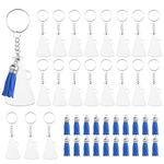 PEUTIER 40pcs Cheer Megaphone Key Chains with Tassel, 20pcs 3 Inch Blank Keychain Rings and 20pcs Keychain Tassel Acrylic Cheer Key Chains for DIY Crafting Project Graduation Gift (Clear, Blue)