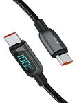 USB C to USB C Cable PD 100W 6.6FT with LED Display, CableCreation Sturdy USB C Cable Braided with Wattage Display for Steam Deck, iPad Air, Pro, MacBook Pro, Galaxy S23/S22/S21 Pixel PS5 2m Black