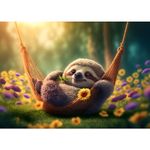 HEIBAGO Sloth Playing on The Swing Diamond Art Painting Kits for Adults, 5D Sloth Diamond Painting Kits for Beginners, DIY Round Diamond Dots Kits Flowers Gem Craft for Home Art Decor 30x40cm