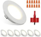 RVZONE RV Boat Recessed Ceiling Light | 6 Pack 12 Volt LED Lights Super Slim LED Panel Light with Hole Puncher DC 12V 3W Full Aluminum Downlights (White Light)