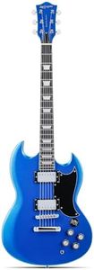 Leo Jaymz 39 Inch Solid Body Electric Guitar - Poplar Wood Body，Maple Neck and Composite Ebony Fretboard (Navy Blue)