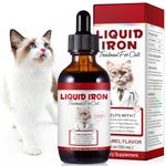 Iron Supplements for Cats, 60ML Liquid Iron with Folate and B12 Supports Anemia, Low Enery Levels and Lethargy, Promotes Red Blood Cell Formation and Blood Health