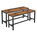 VASAGLE Table Benches, Set of 2, Industrial Style Indoor Benches, 108 x 32.5 x 50 cm, Durable Metal Frame, for Kitchen, Dining Room, Living Room, Rustic Brown KTB33X