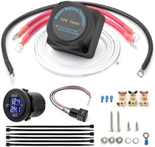 KEMIMOTO Dual Battery Isolator Kit - 12V 140Amp UTV ATV SXS Smart VSR Relay Automatic Switch for Dual Battery Setup Accessories Compatible with Polaris, Can Am, Cfmoto, Talon Pioneer, Kawasaki
