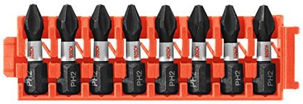 Bosch CCSPH2108 8Piece Impact Tough Phillips P2 1 In. Insert Bits with Clip for Custom Case System