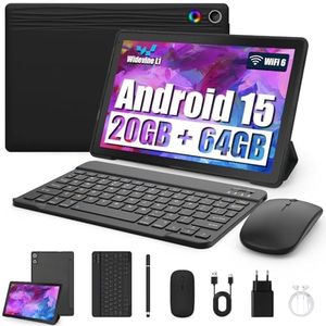 Tablet 10 Zoll 8-in-1 Kit Android 14 Tablet PC mit Hülle Tastatur Maus Stift Kopfhörer Netzstecker Kabel Octa-Core 10 GB RAM 64 GB ROM 1TB TF Erweiterbar 1280x800 IPS Touchscreen 5000 mAh (Schwarz)