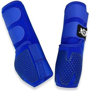 RS Premium Design Horse Boots, Protective and Shock Absorber | Horse Fly Boots Best for Jump Training and for Trails | Ok Fabric Provides Ultimate Flexibility (Blue, Large)