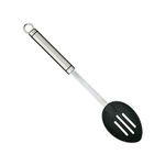 KitchenCraft Professional Slotted Spoon with Non Stick Safe Nylon Head, Stainless Steel, 35 cm, Silver/Black