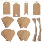 Simpeak 120pcs Double-Sided Gift Tags Kraft Paper Price Tags with String, Price Tags Clothing Tag Gift Wrap Tags Luggage Tag for Wedding Christmas Thanksgiving Birthday Party