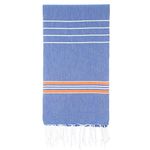 CACALA Paradise Series Turkish Bath Towels – Traditional Peshtemal Design for Bathrooms, Beach, Sauna – 100% Natural Cotton, Ultra-Soft, Fast-Drying, Absorbent – Warm, Rich Colors with Stripes Royal/Orange