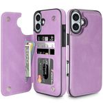 Coolden for iPhone 16 Plus Case Wallet Case with Card Holder Slot Shockproof Case Flip Folio Soft PU Leather Magnetic Closure Protective Case Cover Compatible with iPhone 16 Plus Phone Case (Purple)