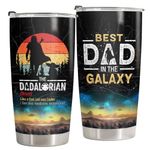 Christmas Gifts for Dad, Dadalorian Tumbler with Lid 20 oz Stainless Steel, Star Dad Coffee Mug, Dad Birthday Gifts from Daughter Son