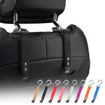 quipuda Car Bag Hooks, 2 Packs Headrest Bracket Car Hook, Genuine Leather Rotatable Car Seat Hooks,for Hanging Purse Handbags Shopping Bags (Black)