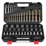 Kolvoii 54 PCS Screw Extractor Set & Bolt Extractor Set, Left Hand Drill Bit Set, Multi-Spline Bolt Remover Tools, Suit for Pull Out Damaged, Broken, Stripped Rounded-Off Bolts, Screws, Nut, Studs