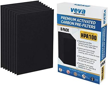 Precut for HPA100 Premium Carbon Activated Pre Filters 8 Pack compatible with HW Air Purifier Models 090, 094, 100, 104, 105, HA106. Precision Fit for Easy Installation by Veva Advanced Filters