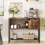 Bestier Console Table Sideboard with Cabinet Coffee bar Sofa Table with Adjustable Shelves Buffet Cabinet for Kitchen Dinning Room Living Room Hallway Entrance, Rustic Brown