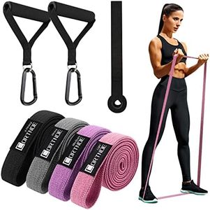 CORTNOE Pull Up Assistance Bands - Pull Up Bands Fabric Long Resistance Bands Set of 10 Long Workout Bands with Door Anchor, Handles, Exercise Bands for Working Out, Weight Training