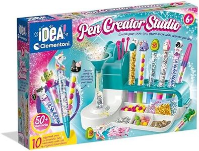 Clementoni Idea Creator Studio-Art and Crafts, idea regalo per bambine di 6 anni, giocattoli creativi, set di penne di cancelleria per bambini, 18779