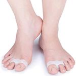 PEDIMEND Silicone Gel Toe Separator With 2 Holes | Toe Separator For Overlapping Toes | Bunion Protector | UNISEX | Foot Care (Double Loop Toe Separator, 1PAIR - 2PCS)