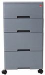 CELLO Hinged Door Plastic Painted Storewell Chest Of Drawers (Ice Grey), 43.18 X 38.1 X 69.49 CM