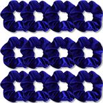 IVARYSS Royal Blue Scrunchies, Premium Velvet Soft Hair Scrunchy, Solid Colors Thick Elastic Bands, Hair Accessories for Women and Girls, 12 Pack