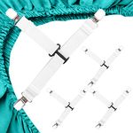 MENDENG 4PCS White Bed Sheet Straps with Clips Sheet Holders for Corners Suspenders Sheet Fasteners