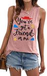 Women Tank Top Friends Shirt Funny Letter Print Sleeveless Cute Graphic Tee Top (Pink, Medium)