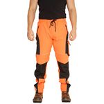 Sam Caan® Hi Vis Mens Work Trousers Softshell Men High Visibility Viz Reflective Water Resistant Combat Cargo Rain Proof Repellent Windproof Safety Site Work Wear Builder Pants Soft Shell Workwear