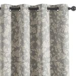 jinchan 75% Blackout Curtains for Bedroom, Grey Scroll Leaf Patterned Curtains 96 inch length for Living Room, Farmhouse Vintage Drapes, Thermal Insulated Window Treatments, Grommet 2 Panels Gray