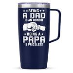 SANDJEST Papa Tumbler with Handle 20oz Coffee Travel Mug Cup Grandfather Gift for Grandpas Grandfathers Grandad Birthday Papa Gifts for Grandpa from Granddaughter Grandson