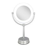 Zadro Lexington LED Lighted Makeup Mirror with Magnification Two-Sided Swivel Mirror with Lights for Makeup Desk Vanity (10X/1X, 12" W x 20" H, 10" Head, 7.5" Mirror, Chrome)