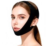 V Line Face Slimming Bandage with Adjustable Strap,Ergonomic 360° Lift Support,Breathable Elastic Fabric,Reusable Chin Cheek Contour Shaper for Day Night Wear,V Face Bandage,Black