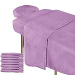 4 Sets Soft Microfiber Massage Table Sheets Set Bulk 3 Piece Set Includes Massage Flat Sheet and Fitted Sheet and Massage Face Rest Cover(Purple)