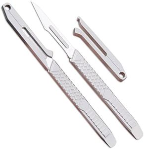 ainhue A45 Pocket Scalpel Utility Knife, 10pcs #11 Blades, 4.5 inch Grenade Grip TC4 Titanium Pry Bar, EDC Multi-Tool Craft Knives for Box Opening, Paper Cutting