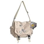 Inshere Kawaii Messenger Bag with Cute Pins and Ornament, Casual Crossbody Bag Mini Ita Bag with Multiple Pockets for Women