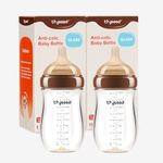Thyseed Anti-Colic Glass Baby Bottle for Breastfed Infants, Natural Feeding, Breast-Like Newborn Medium Fast Flow Nipple (3m+), 8 oz, 2 Pack
