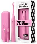 Made by Dentists PRO‑X Sonic Electric Toothbrush for Adults – 70‑Day Battery on One Charge, Dentist‑Designed Whitening Rechargeable Toothbrush, 3 Brush Heads & Travel Case, 3 Modes, Pink