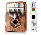 Kalimba 17 Keys Finger Piano Mahogany Mbira Sanza Music Instrument for Kid Women Men with Tuning Hammer Piano Bag Study Instruction Natural