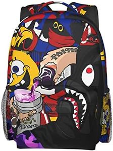 Vkaxopt Backpack Shark Teeth Camo Backpacks Travel Laptop Daypack Big Capacity Bookbag Fashion Durable Back Pack, Supergraffiti, Daypack Backpacks