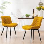 YOUNUOKE Dining Chairs Boucle Kitchen Chair Set of 2 Armless Vanity Chair with Back Modern Dinner Chair for Desk Living Bedroom, Yellow