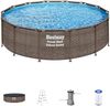 Bestway Power Steel 14’ x 42” Round Above Ground Outdoor Backyard Swimming Pool Set with 1,000 GPH Filter Pump, Ladder, and Pool Cover