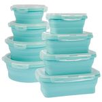 8 Pack Set Collapsible Silicone Food Storage Containers with Lids Reusable Lunch Bento Box Portable Outdoor Picnic Box Space Saving Stackable Fresh Fold Food Containers for Kitchen School Office