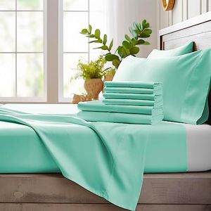 Bamboo Bay Luxury Bamboo Sheets King Size - 6 Piece Ultra Soft King Cooling Sheets for Hot Sleepers - 100% Organic Bamboo King Sheet Set Fits Up to 16" Deep Pocket - Eco Friendly - King - Ocean Wave