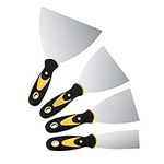 4 Pcs Wallpaper Scrapers, Paint Filling Putty Scrapers Knife Tools Set, Stainless Steel Metal Wall Filler Scrapers Strippers Remover for Walls, DIY Decoration, Plastering - 1.5, 3, 4, 6 Inches