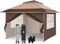 4m x 4m Pop Up Gazebo with 4 Removable Side Panels, Double Roof Pop Up Party Canopy, Height-Adjustable Metal Frame Garden Shelter for Patio & Outdoor Events, Includes Carry Bag, Waterproof, UV-Resista
