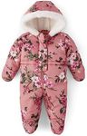 The Children's Place Baby and Newborn Fleece Hoodie Zip-Front Bunting Snowsuit, Pink Floral, 12-18 Months