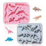 Jomihoney 2Pcs Cute Dinosaur Silicone Cake Molds Kid's Cartoon 3D Dino Chocolate Gummy Tray 8 Cavity Candy Fondant Mould Cake Baking Decorating Tools DIY Handmade Soap for Cupcake Topper Decor