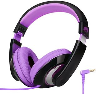 Rockpapa Comfort Kids Headphones, Over Ear Headphones Wired, Childrens Headphones with Adjustable Headband, Foldable, Stereo Sound, Wired Headphones for Kids Girls Teens Adults (Purple)