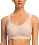 AGONVIN Sports Bras for Women High Impact Plus Size Support Wirefree Running Control Pale Nude 36F